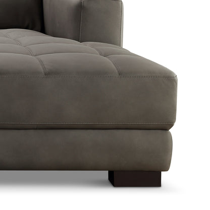 Klyden Top Grain Leather Chaise Sectional, Gray