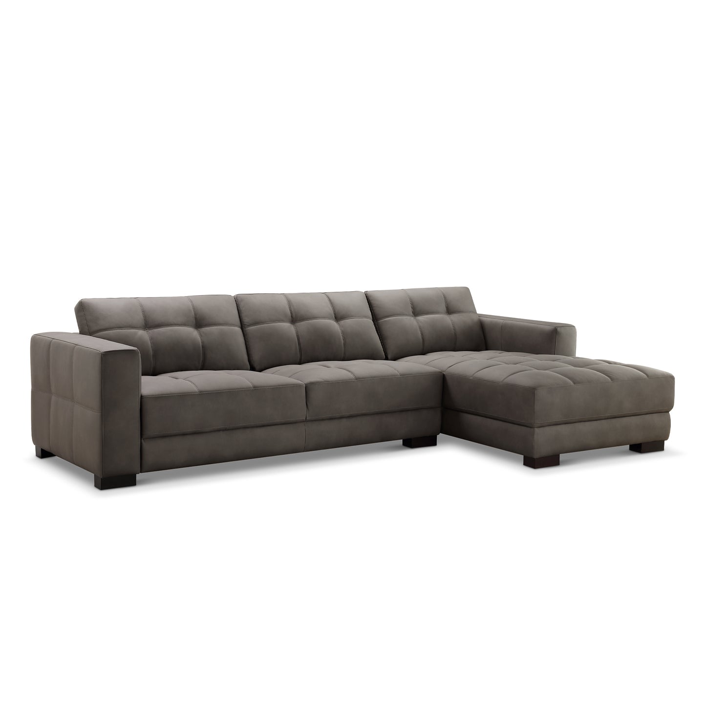Klyden Top Grain Leather Chaise Sectional, Gray