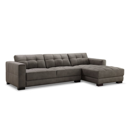 Klyden Top Grain Leather Chaise Sectional, Gray