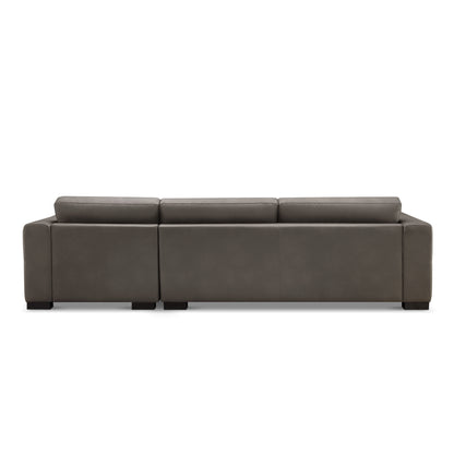 Klyden Top Grain Leather Chaise Sectional, Gray