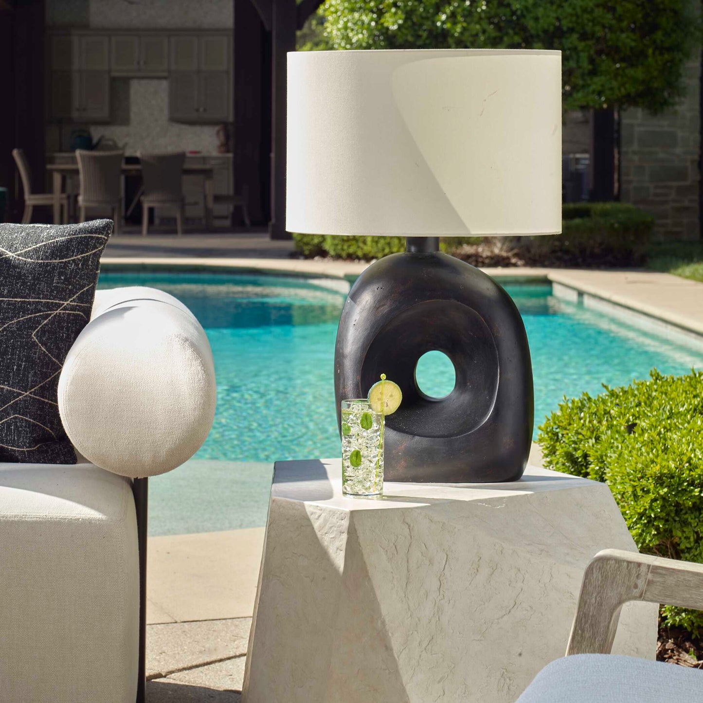 Abbyson Home Peephole Outdoor Bronze Table Lamp