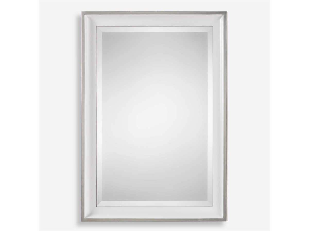 Abbyson Home Laiken White Silver Mirror