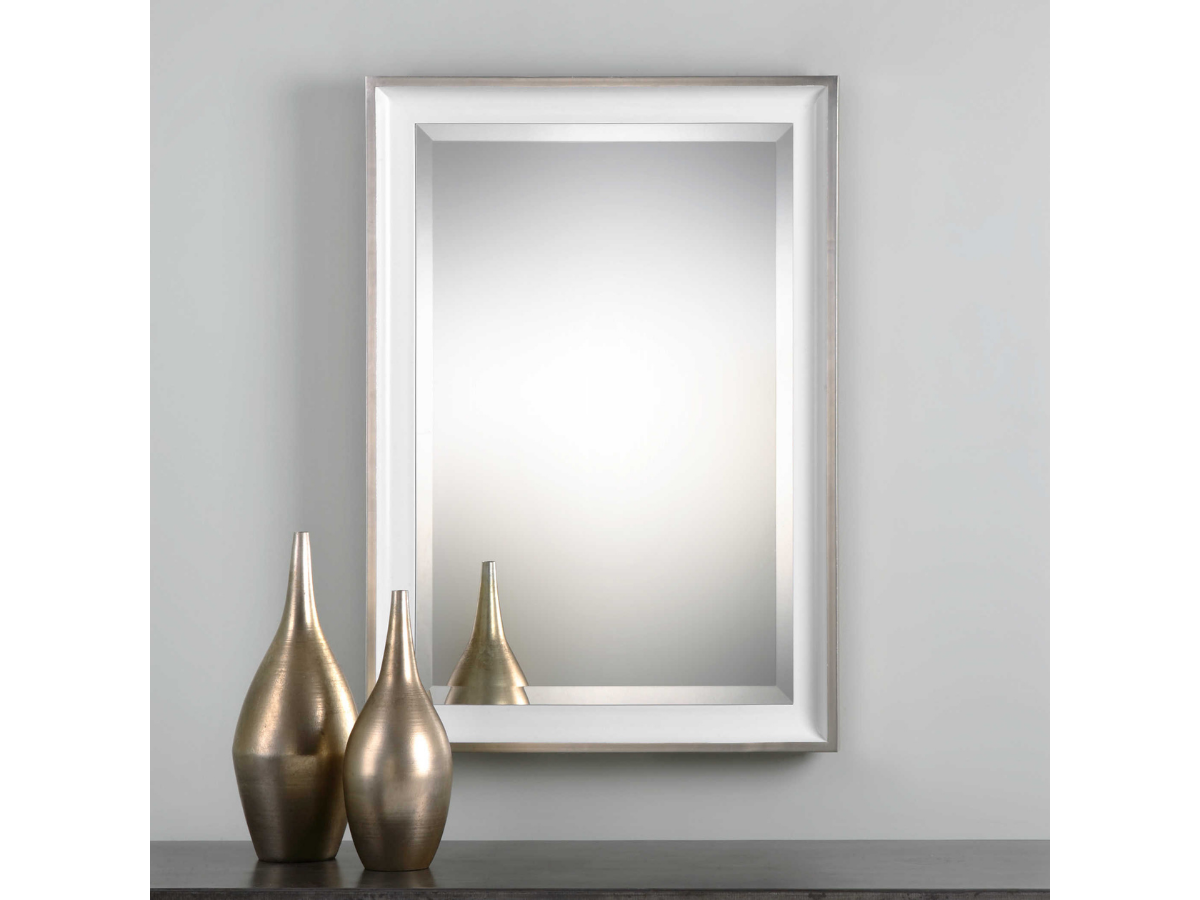 Abbyson Home Laiken White Silver Mirror