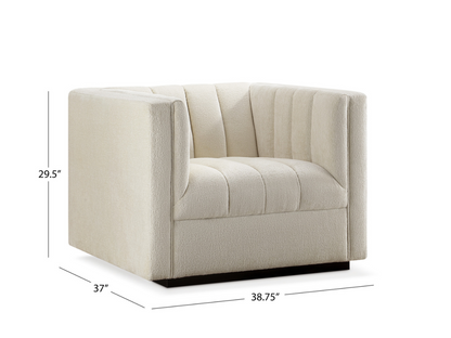 Lavish Upholstered Fabric Channel Chair - Cream