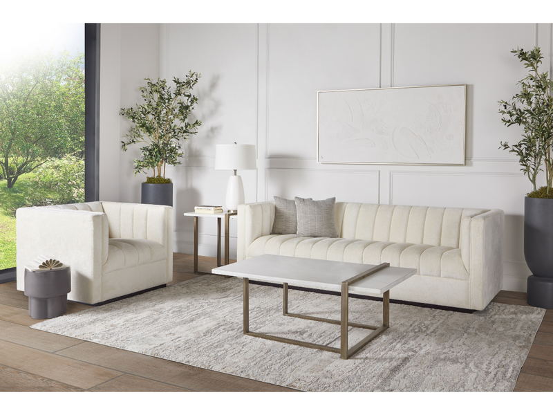 Lavish Upholstered Fabric Channel 2-pc Sofa and Chair Set