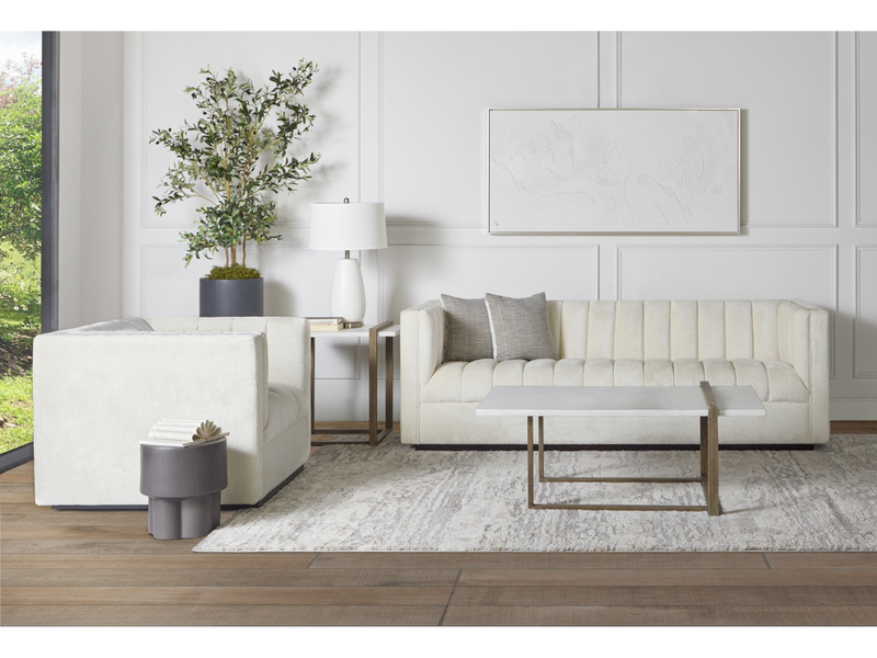 Lavish Upholstered Fabric Channel 2-pc Sofa and Chair Set