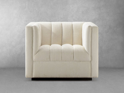 Lavish Upholstered Fabric Channel Chair - Cream