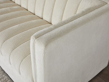 Lavish Upholstered Fabric Channel Chair - Cream
