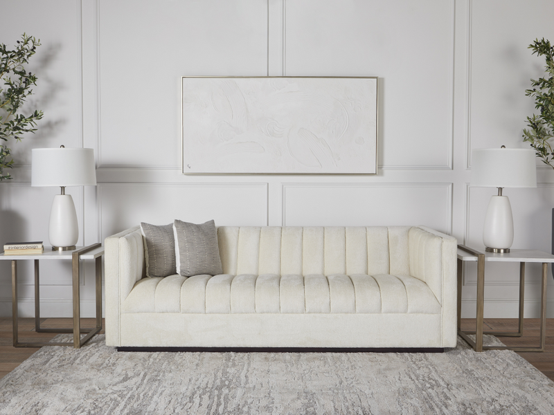Lavish Upholstered Fabric Channel Sofa