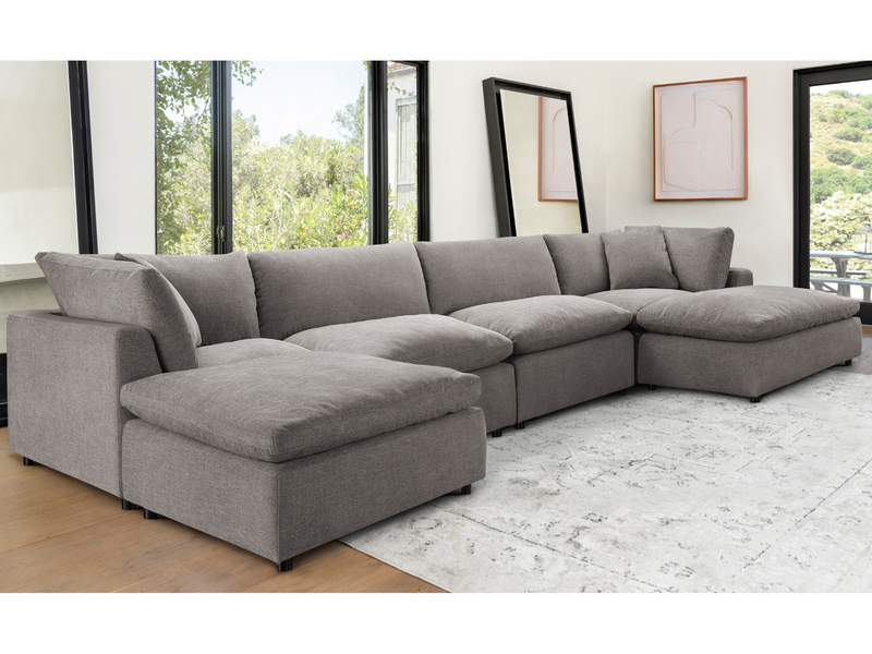 Luxe Feather and Down 6-pc U-Shaped Sectional Set