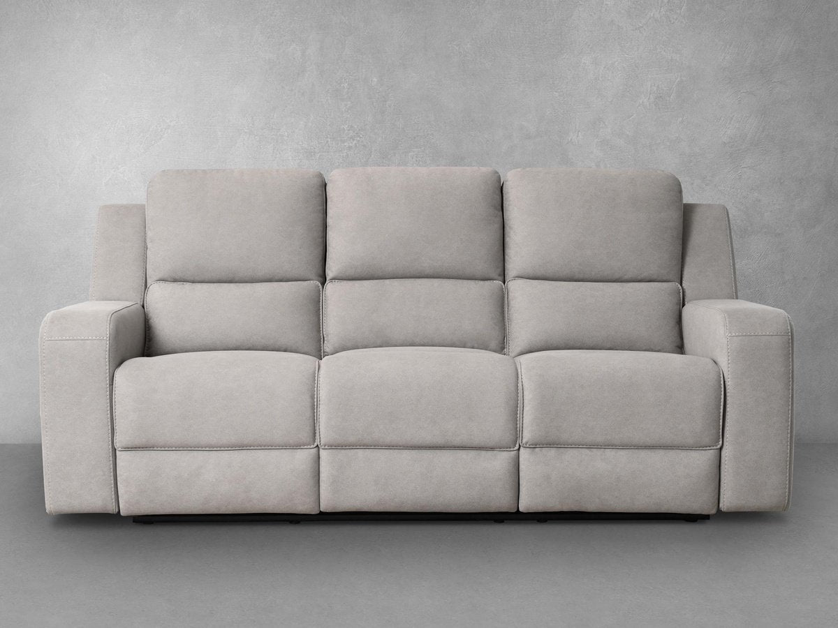 Margaret Fabric Manual Reclining Sofa with Console - Gray