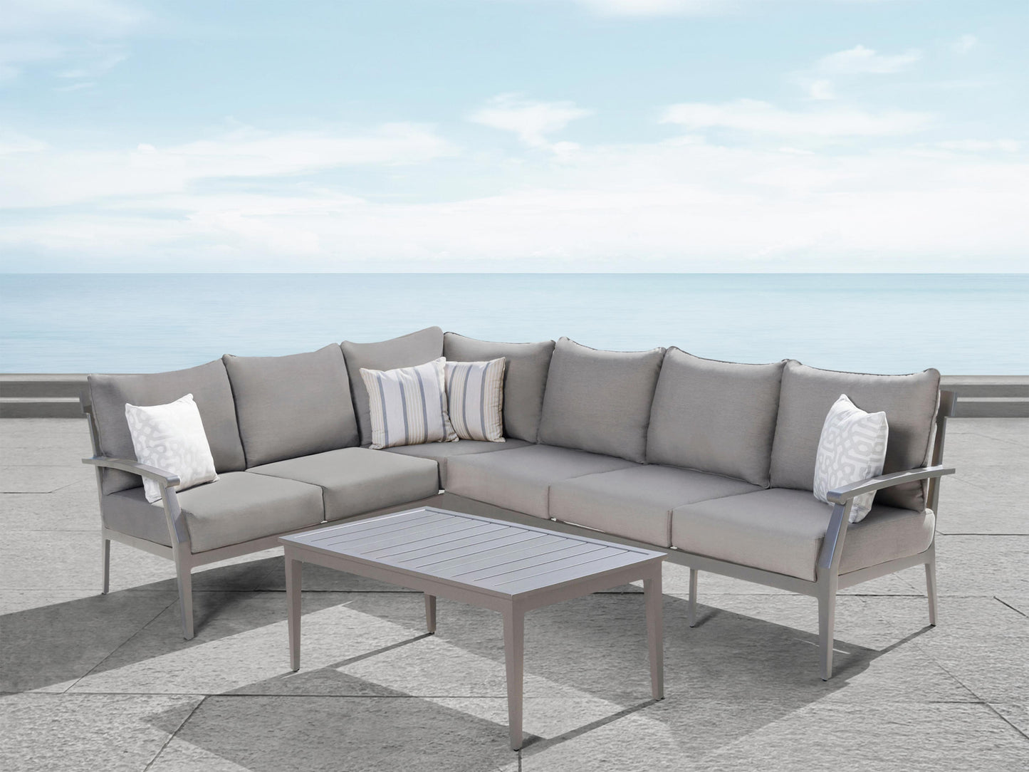 Marilla Outdoor Sectional - Gray (No Coffee Table)