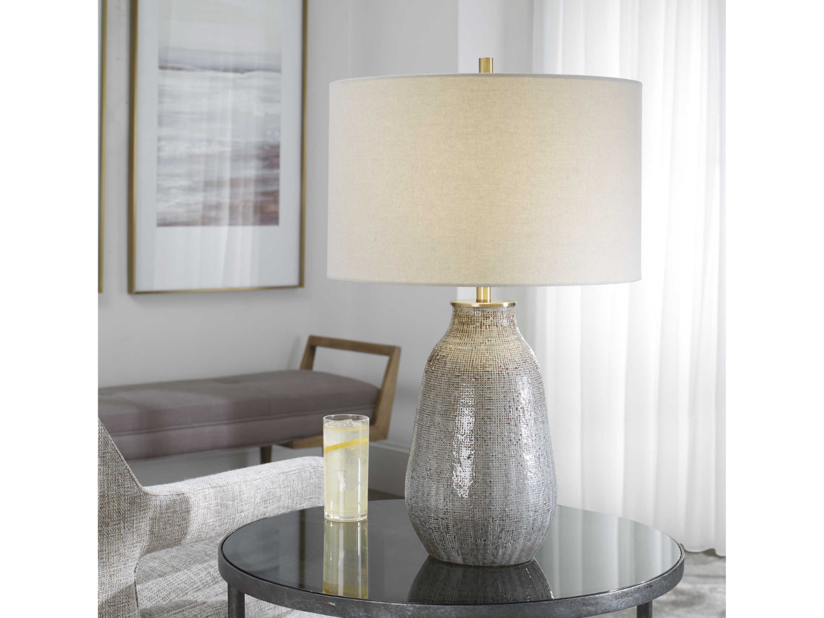 Abbyson Home Moira Gray Textured Table Lamp