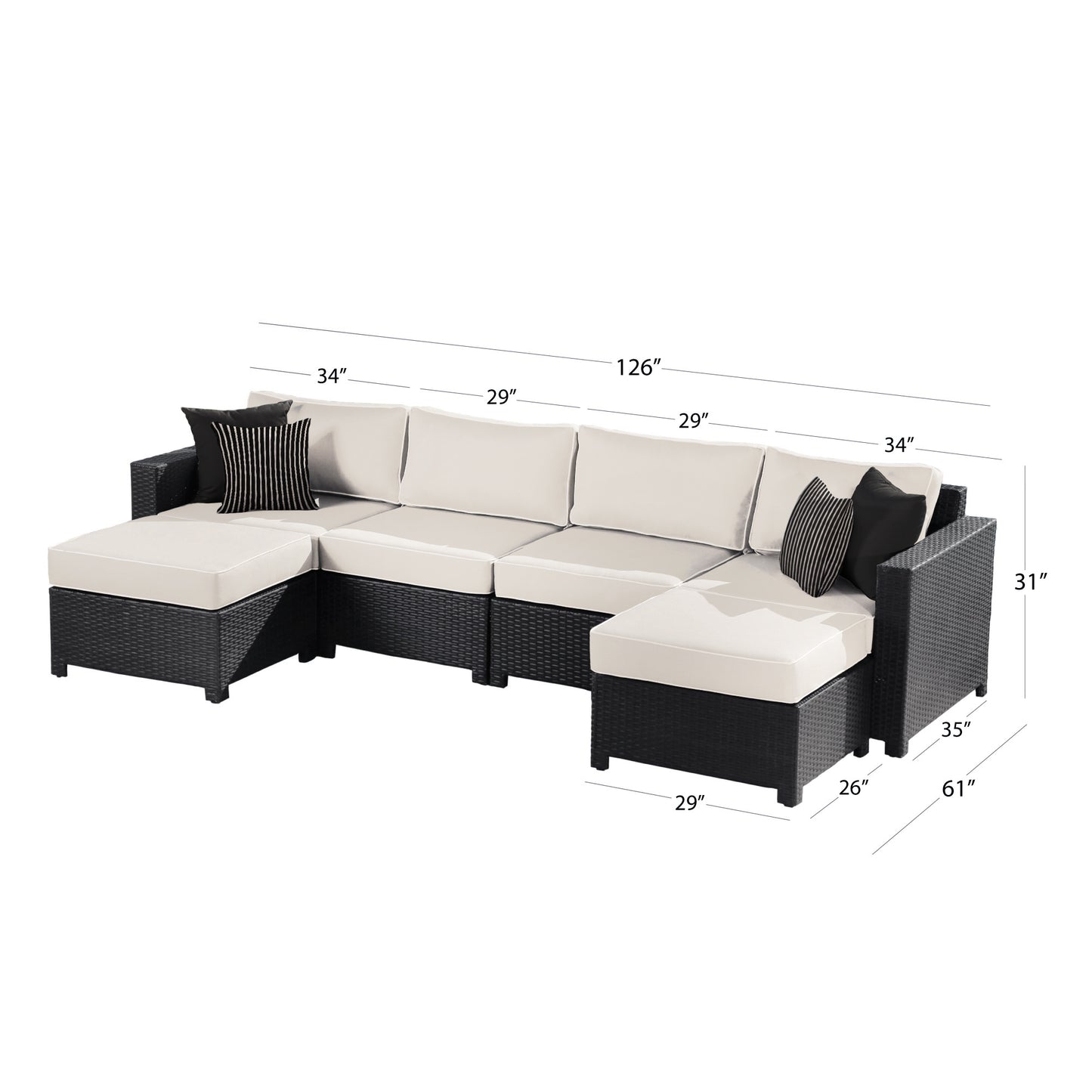 Monaco 6-pc Modular Sectional - Ivory