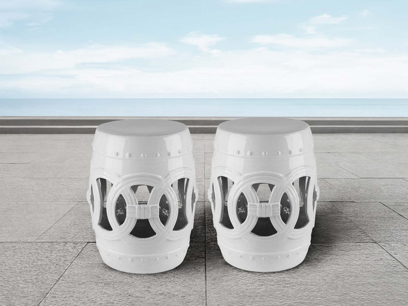 Moroccan Ceramic Garden Stool Set of 2