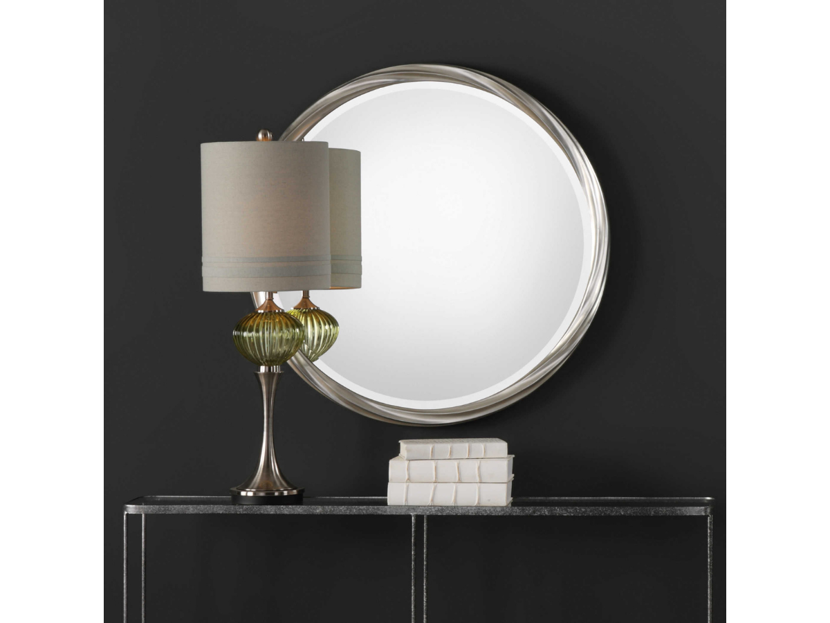 Abbyson Home Orabelle Silver Round Mirror