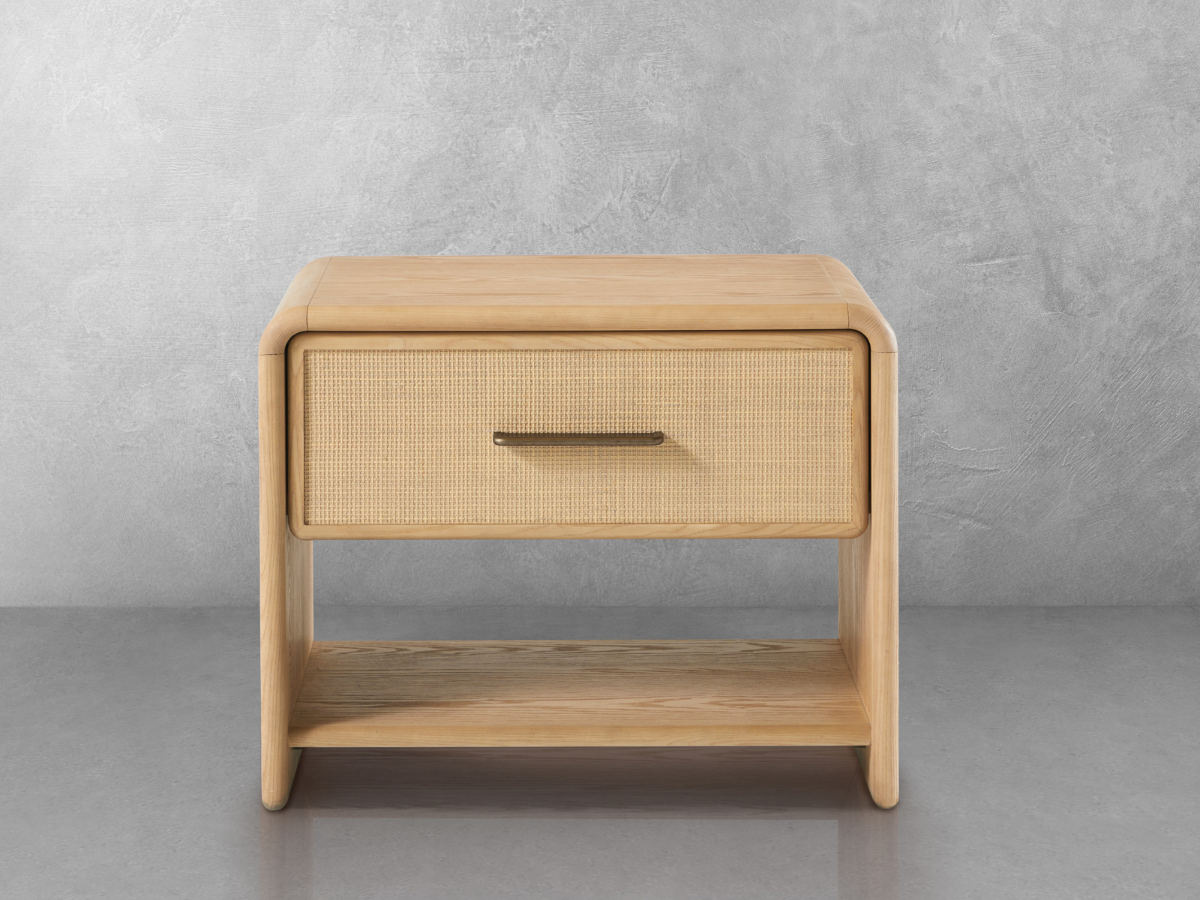 JoJo Fletcher Pauline 1-Drawer Oak & Natural Cane Nightstand - Blonde