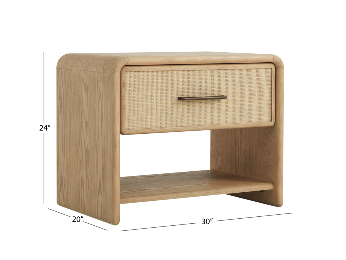 JoJo Fletcher Pauline 1-Drawer Oak & Natural Cane Nightstand - Blonde
