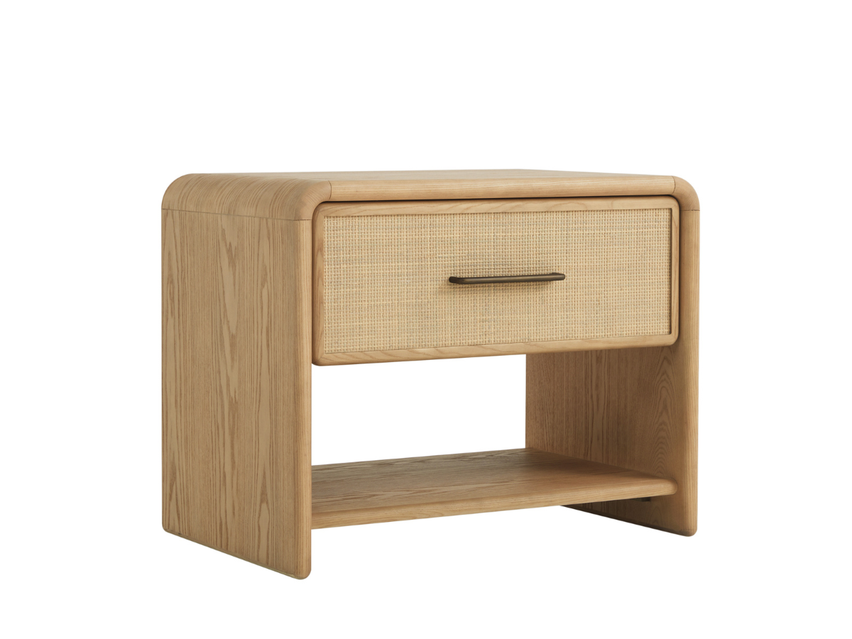 JoJo Fletcher Pauline 1-Drawer Oak & Natural Cane Nightstand - Blonde
