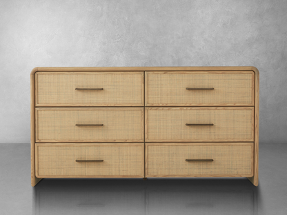 JoJo Fletcher Pauline 6-Drawer Oak & Natural Cane Dresser - Blonde