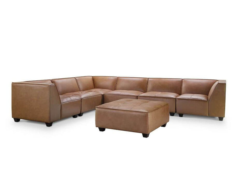 Wallingford 7-piece Leather Sectional with Ottoman, Camel Default Title