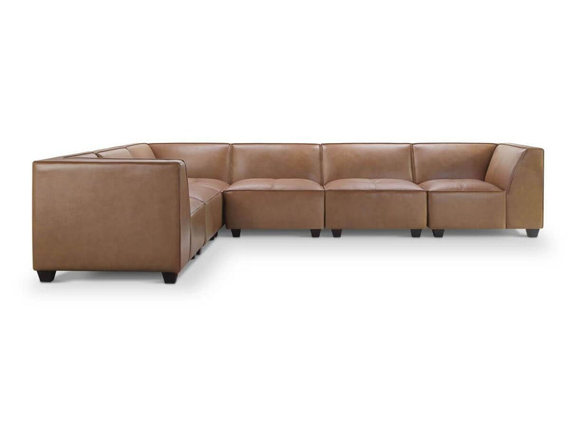 Wallingford 7 pc Modular Leather Sectional with Ottoman