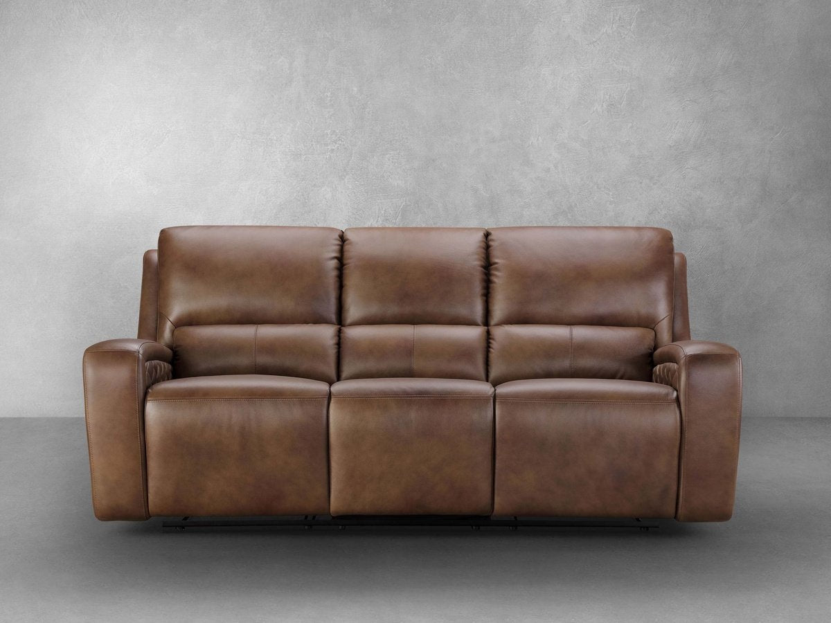 Raymond Leather Power Reclining Sofa - Camel