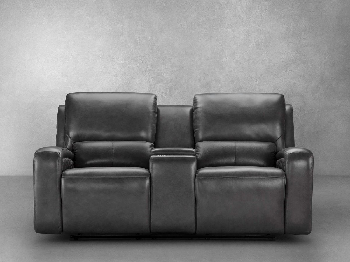 Raymond Leather Power Reclining Loveseat - Gray