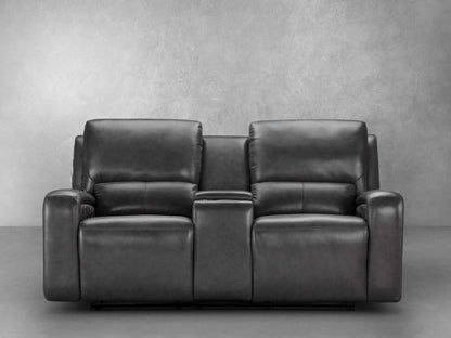 Raymond Leather Power Reclining Loveseat - Gray