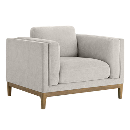 Renee Fabric Chair with Wood Base, Light Gray