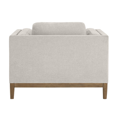 Renee Fabric Chair with Wood Base, Light Gray
