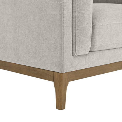 Renee Fabric Chair with Wood Base, Light Gray