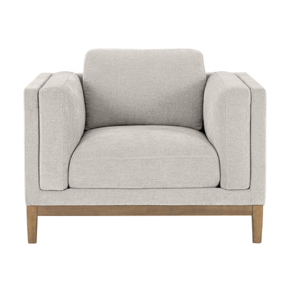 Renee Fabric Chair with Wood Base, Light Gray