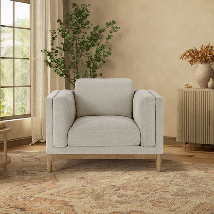 Renee Fabric Chair with Wood Base, Light Gray