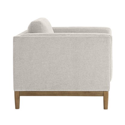 Renee Fabric Chair with Wood Base, Light Gray