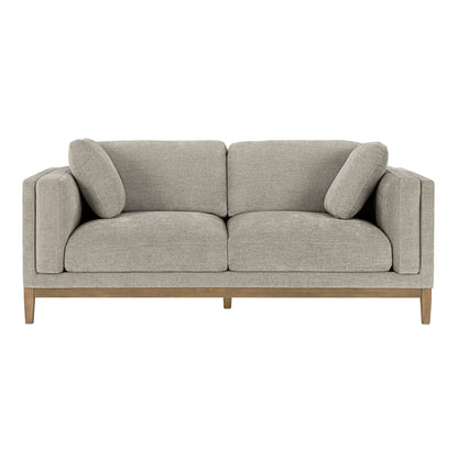 Renee Fabric Sofa with Wood Base, Gray