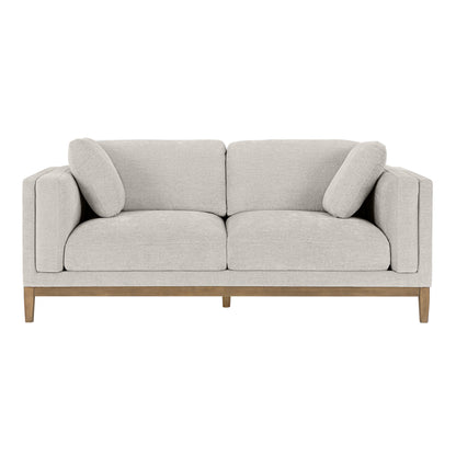 Renee Fabric Sofa with Wood Base, Light Gray