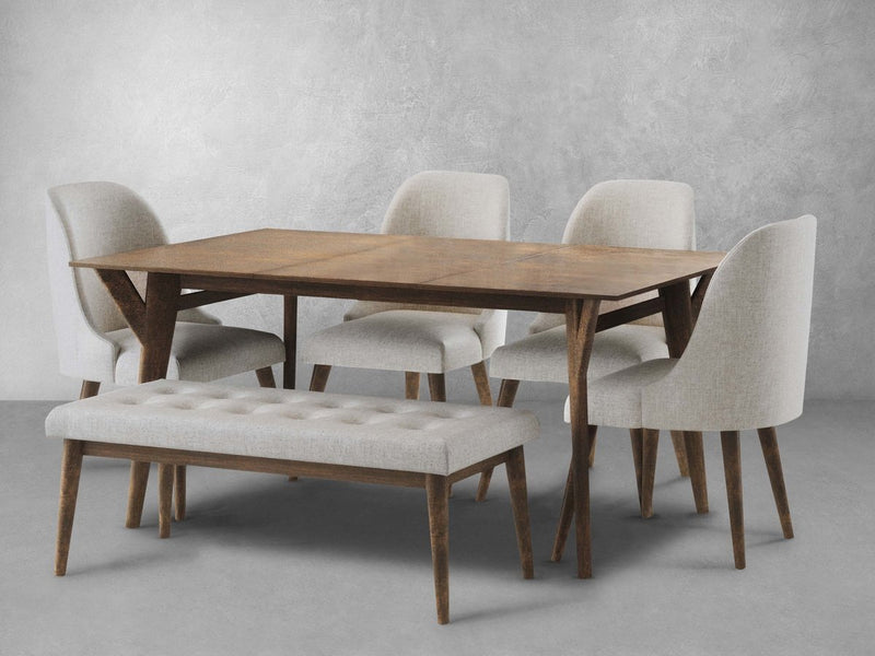 Retro Mid-Century Wood 6-pc Dining Set
