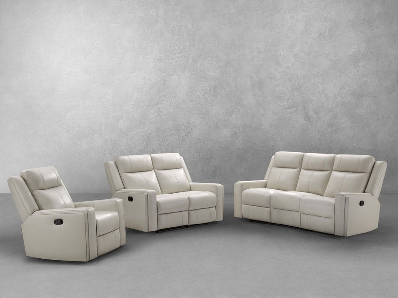 Rhodes 3-pc Top-Grain Leather Manual Reclining Set