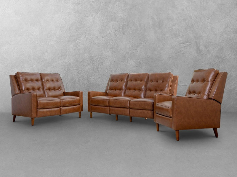 Holloway Mid-Century 3-pc Leather Reclining Seating Set