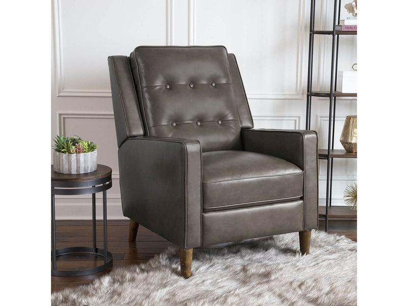 Holloway Mid-Century Leather Recliner, Grey Default Title