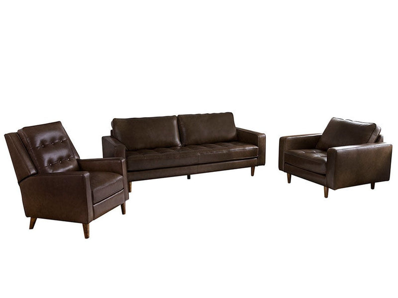 Holloway Mid-Century 3-piece Leather Set, Espresso Default Title
