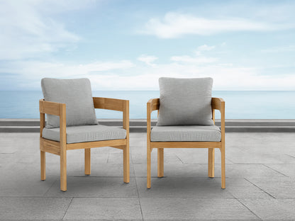 Santino® Outdoor Dining Chair (Set of 2) - Gray Fabric with Teak Frame
