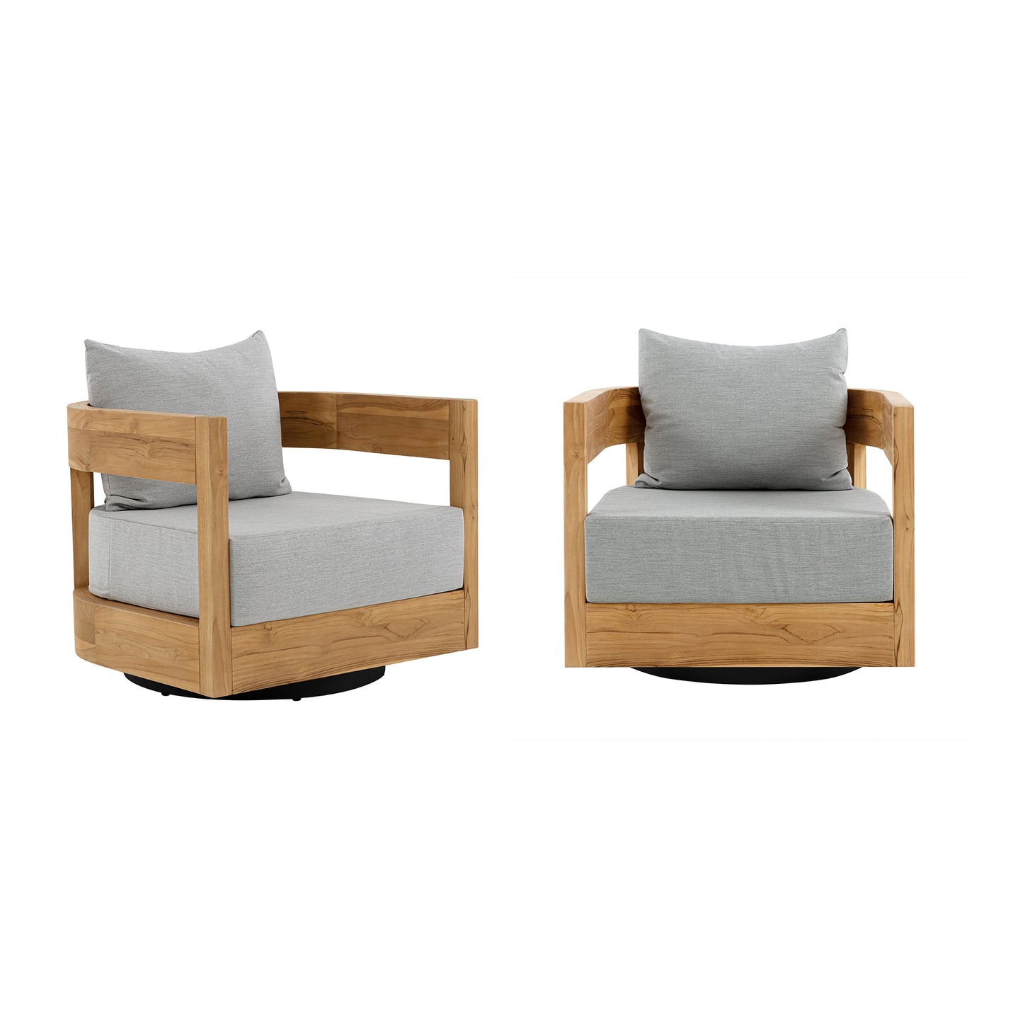 Santino® Outdoor Swivel Armchair - Gray Fabric with Teak Frame