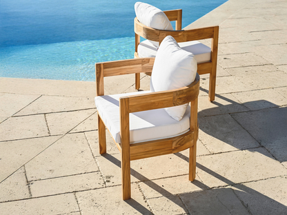 Santino® Outdoor Dining Chair (Set of 2) - White Fabric with Teak Frame