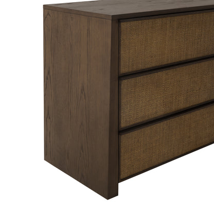 JoJo Fletcher Sawyer Oak & Grasscloth Dresser, Brown