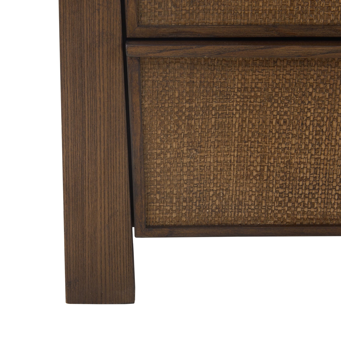 JoJo Fletcher Sawyer Oak & Grasscloth 3-Drawer Nightstand, Brown