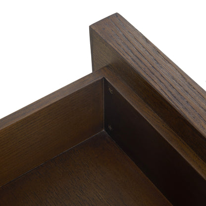 JoJo Fletcher Sawyer Oak & Grasscloth 3-Drawer Nightstand, Brown