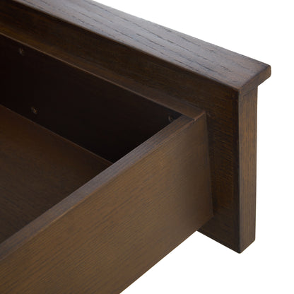 JoJo Fletcher Sawyer Oak & Grasscloth 3-Drawer Nightstand, Brown