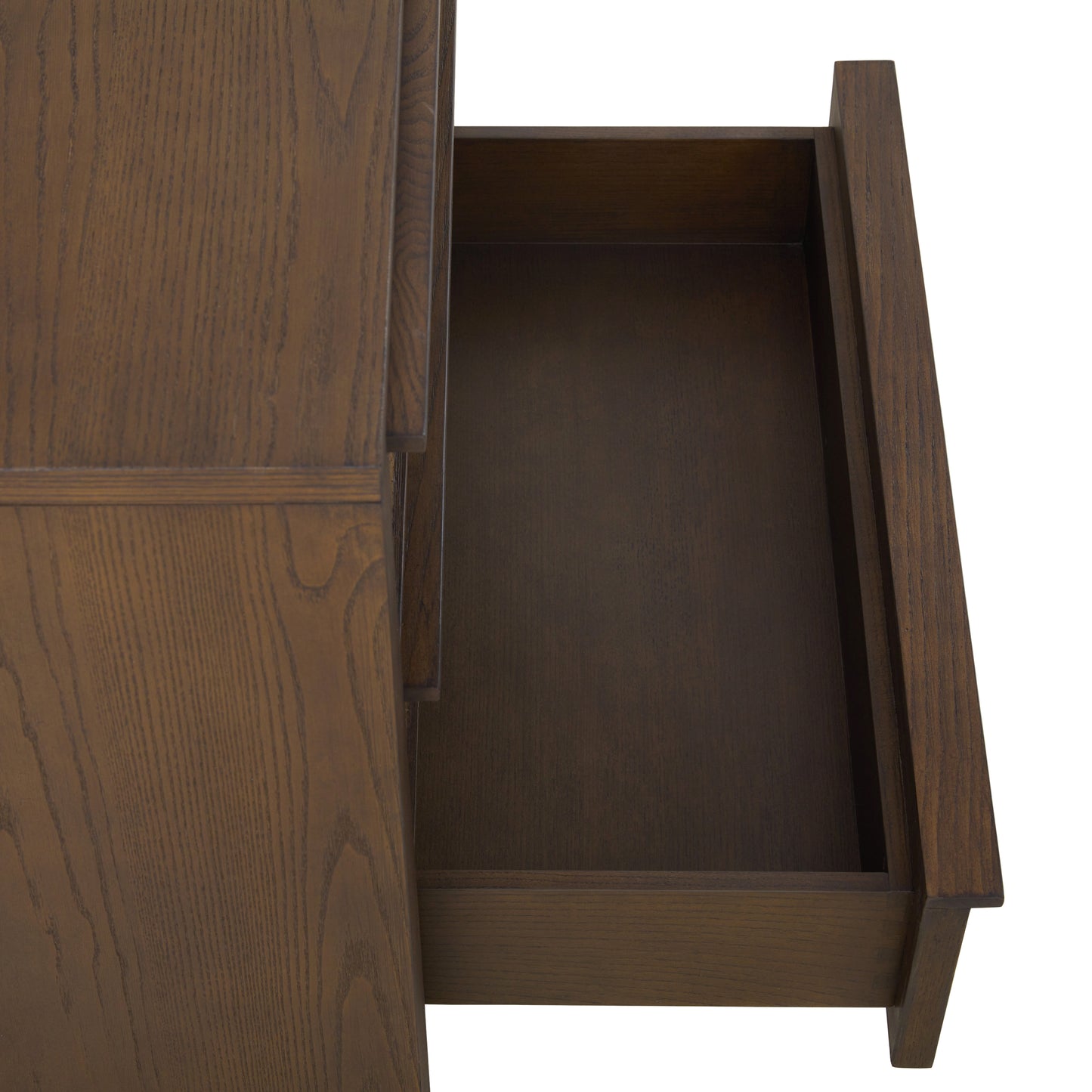 JoJo Fletcher Sawyer Oak & Grasscloth 3-Drawer Nightstand, Brown